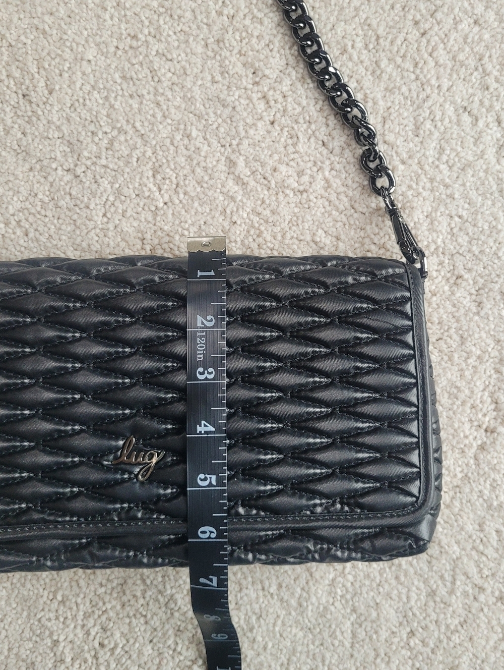 *NWT* Lug Strut Quilted Chain Shoulder Bag Metallic Black - Picture 6 of 12